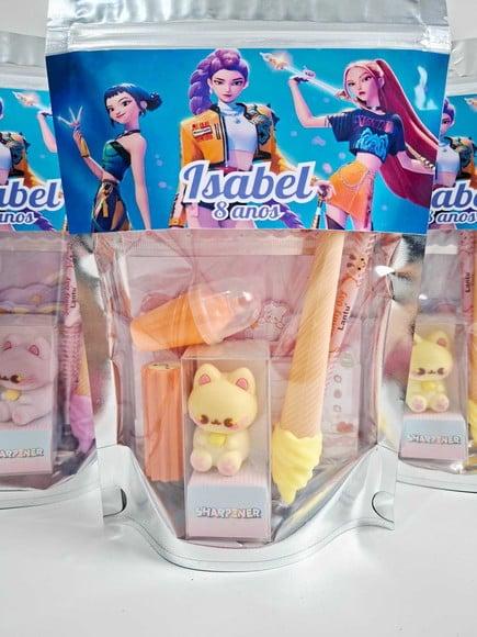 Kit Papelaria Fofa Saquinho Zip Personalizado Guerreiras Kpo