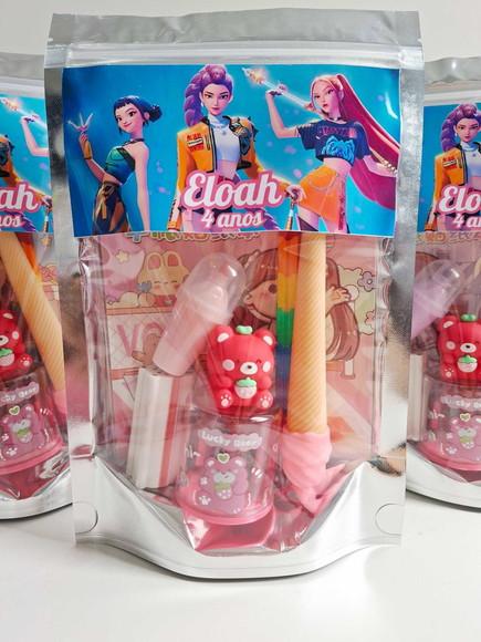 Kit Papelaria Fofa Saquinho Zip Personalizado Guerreiras Kpo