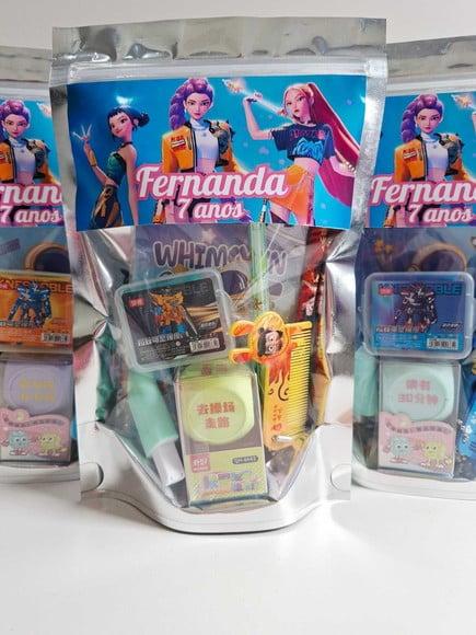 Kit Papelaria Fofa Saquinho Zip Personalizado Guerreiras Kpo