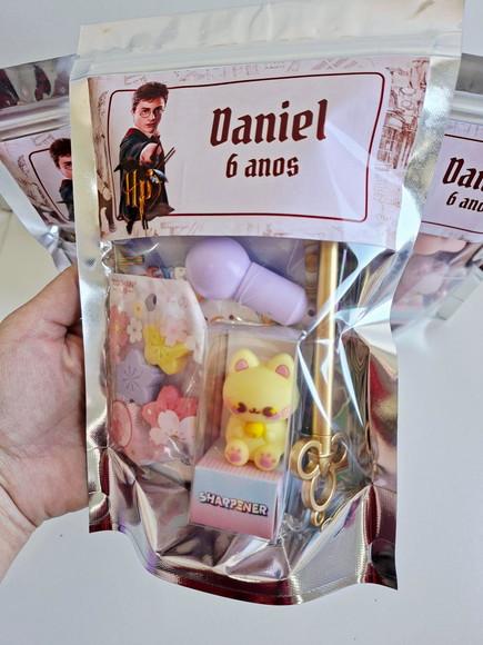 Kit Papelaria Fofa Saquinho Zip Personalizado Harry Potter
