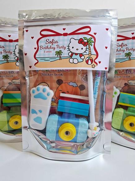 Kit Papelaria Fofa Saquinho Zip Personalizado Hello Kitty