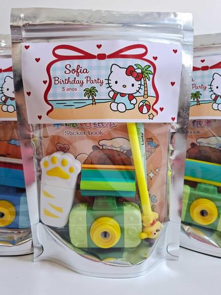 Kit Papelaria Fofa Saquinho Zip Personalizado Hello Kitty
