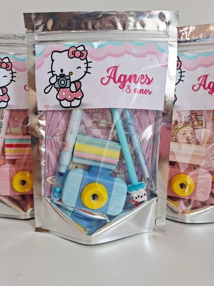 Kit Papelaria Fofa Saquinho Zip Personalizado Hello Kitty