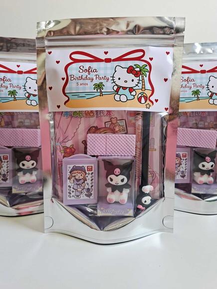 Kit Papelaria Fofa Saquinho Zip Personalizado Hello Kitty