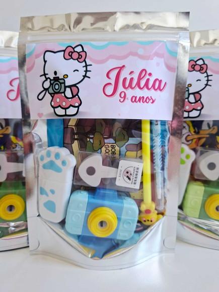 Kit Papelaria Fofa Saquinho Zip Personalizado Hello Kitty