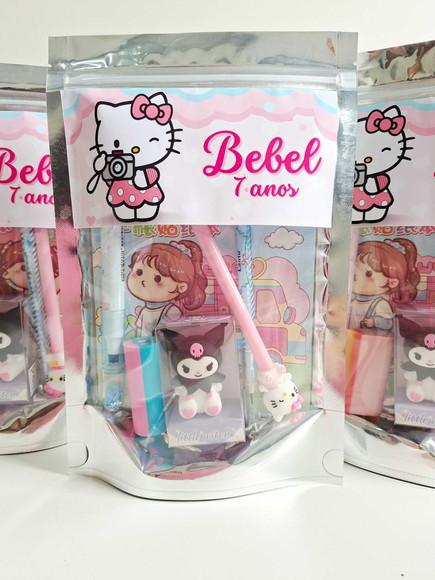Kit Papelaria Fofa Saquinho Zip Personalizado Hello Kitty