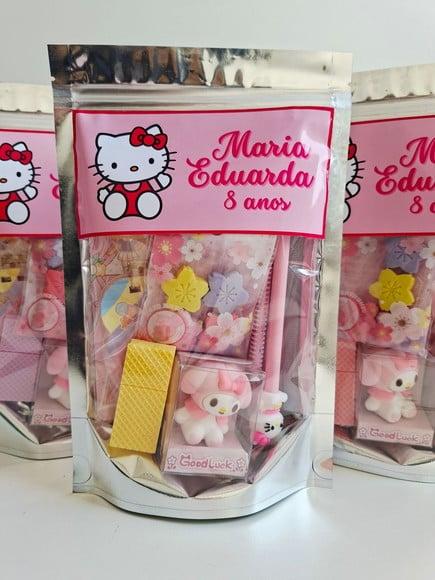 Kit Papelaria Fofa Saquinho Zip Personalizado Hello Kitty