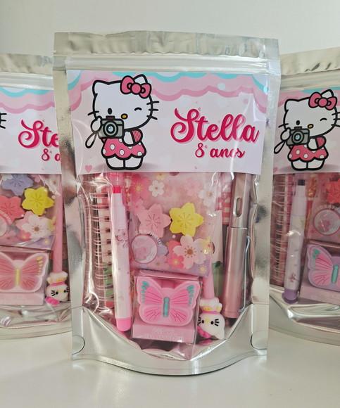 Kit Papelaria Fofa Saquinho Zip Personalizado Hello Kitty