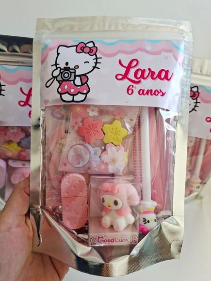 Kit Papelaria Fofa Saquinho Zip Personalizado Hello Kitty