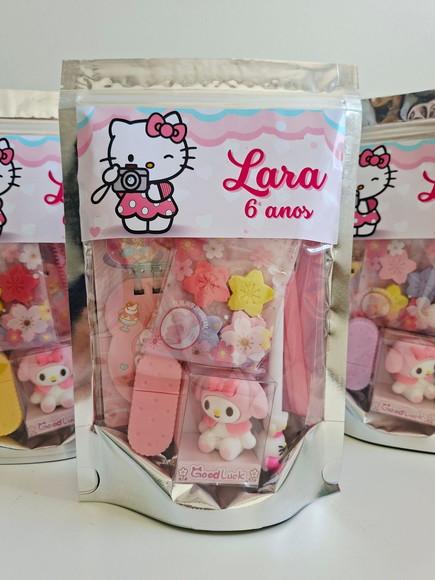 Kit Papelaria Fofa Saquinho Zip Personalizado Hello Kitty