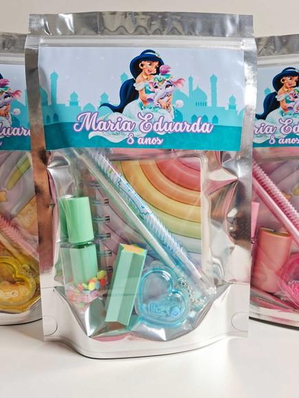 Kit Papelaria Fofa Saquinho Zip Personalizado Jasmine Aladin