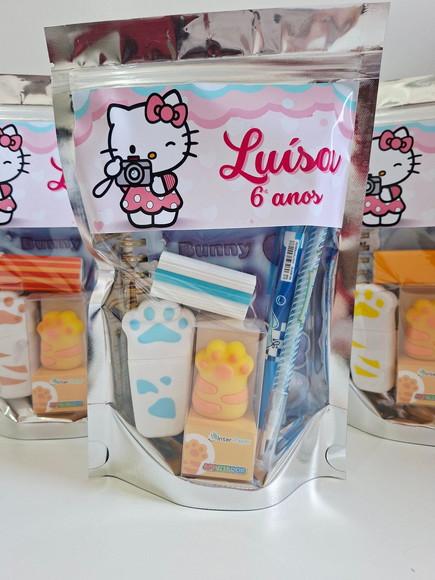 Kit Papelaria Fofa Saquinho Zip Personalizado Hello Kitty un