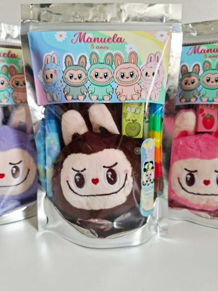 Kit Papelaria Fofa Saquinho Zip Personalizado Labubu