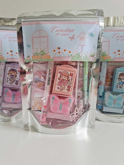 Kit Papelaria Fofa Saquinho Zip Personalizado Margaridas