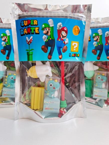 Kit Papelaria Fofa Saquinho Zip Personalizado Mário