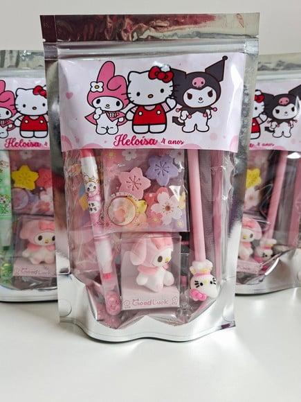 Kit Papelaria Fofa Saquinho Zip Personalizado Sanrio