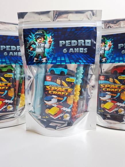 Kit Papelaria Fofa Saquinho Zip Personalizado Roblox