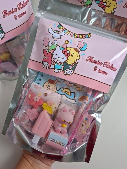 Kit Papelaria Fofa Saquinho Zip Personalizado Sanrio