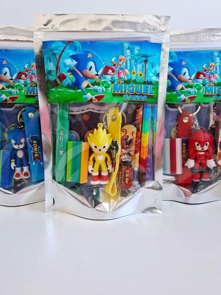 Kit Papelaria Fofa Saquinho Zip Personalizado Sonic
