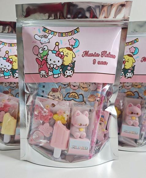 Kit Papelaria Fofa Saquinho Zip Personalizado Sanrio