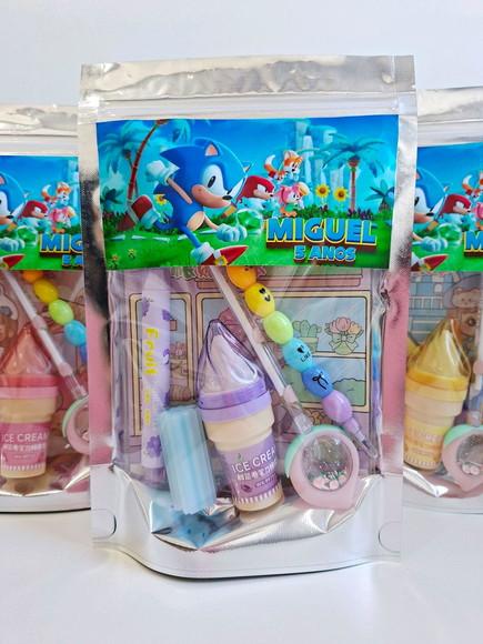Kit Papelaria Fofa Saquinho Zip Personalizado Sonic