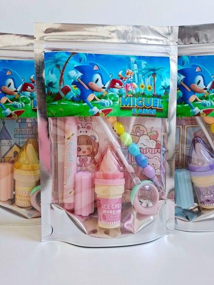 Kit Papelaria Fofa Saquinho Zip Personalizado Sonic