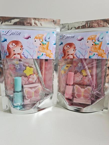 Kit Papelaria Fofa Saquinho Zip Personalizado Sereia