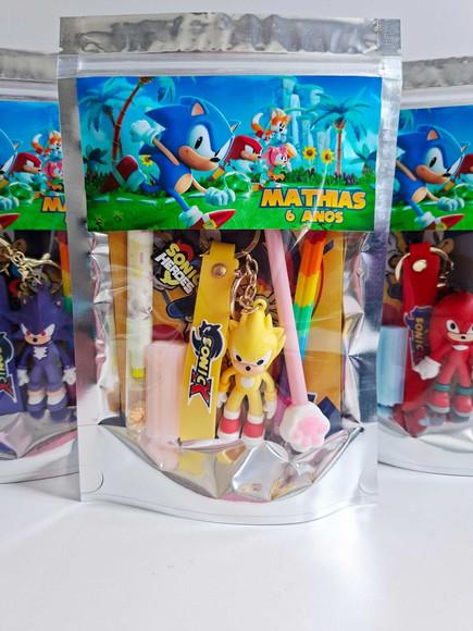 Kit Papelaria Fofa Saquinho Zip Personalizado Sonic