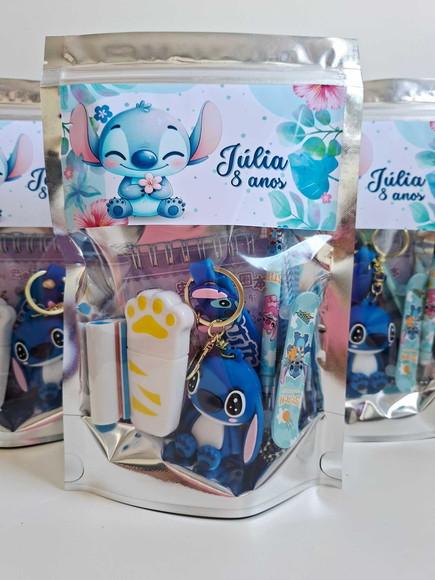 Kit Papelaria Fofa Saquinho Zip Personalizado Stitch