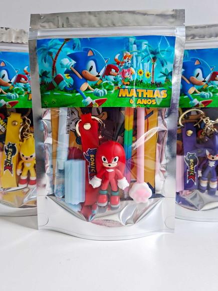 Kit Papelaria Fofa Saquinho Zip Personalizado Sonic