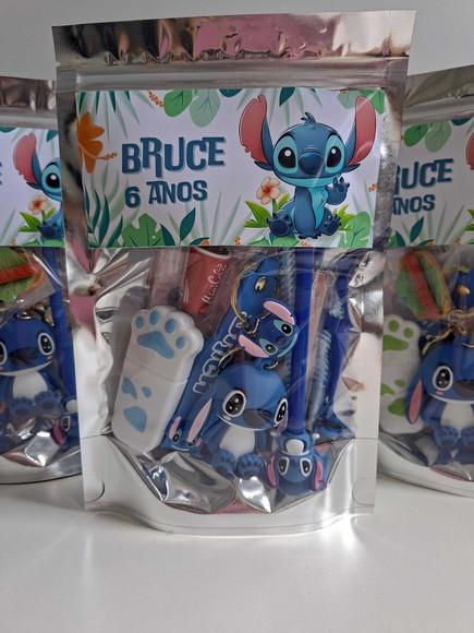 Kit Papelaria Fofa Saquinho Zip Personalizado Stitch