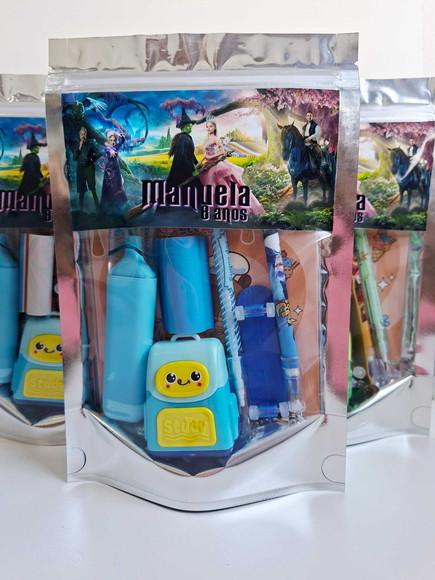 Kit Papelaria Fofa Saquinho Zip Personalizado Wicked