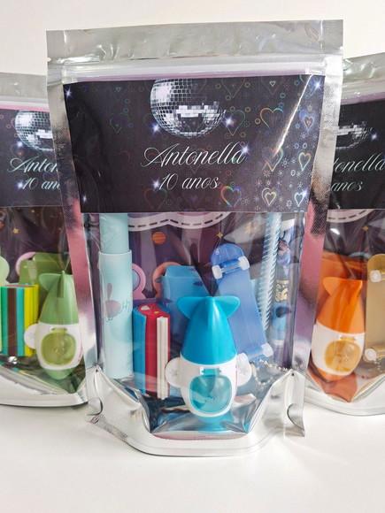 Kit Papelaria Saquinho Zip Personalizado Disco Party