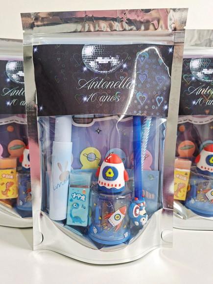 Kit Papelaria Saquinho Zip Personalizado Disco Party