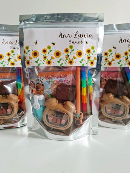 Kit Papelaria Saquinho Zip Personalizado Girassol