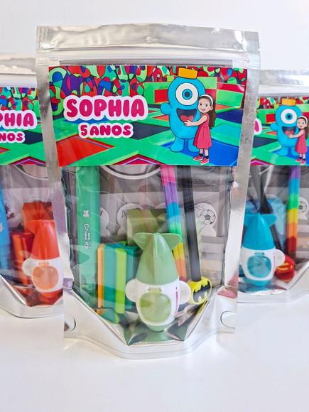 Kit Papelaria Saquinho Zip Personalizado Glow Park
