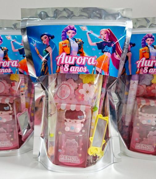 Kit Papelaria Saquinho Zip Personalizado Guerreiras do K-pop
