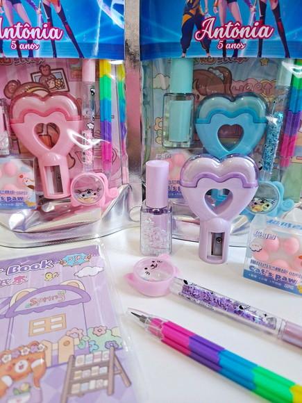 Kit Papelaria Saquinho Zip Personalizado Guerreiras Kpop