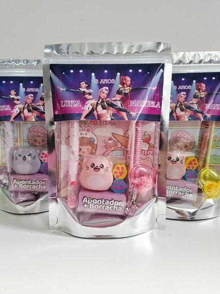 Kit Papelaria Saquinho Zip Personalizado Guerreiras Kpop