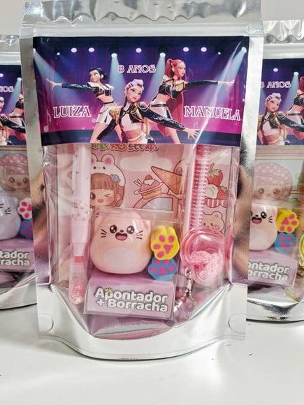 Kit Papelaria Saquinho Zip Personalizado Guerreiras Kpop