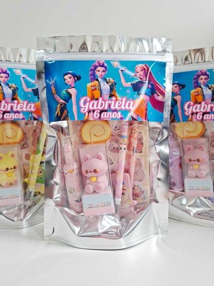 Kit Papelaria Saquinho Zip Personalizado Guerreiras Kpop