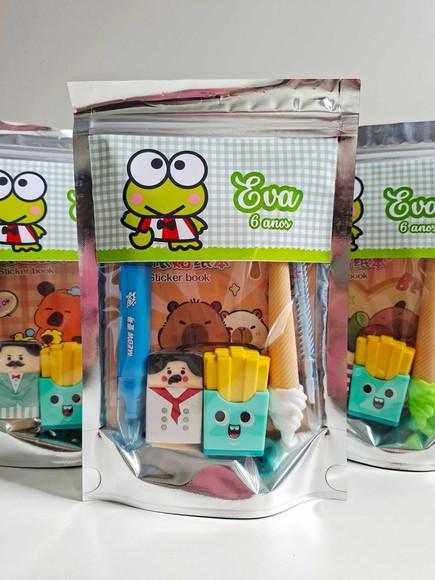 Kit Papelaria Saquinho Zip Personalizado Hello Kitty