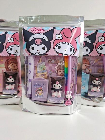 Kit Papelaria Saquinho Zip Personalizado Kuromi My Melody