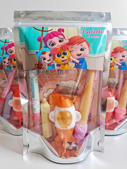 Kit Papelaria Saquinho Zip Personalizado Little Angel
