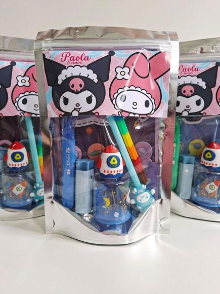 Kit Papelaria Saquinho Zip Personalizado Kuromi My Melody