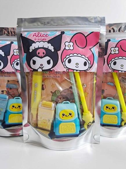 Kit Papelaria Saquinho Zip Personalizado Kuromi My Melody
