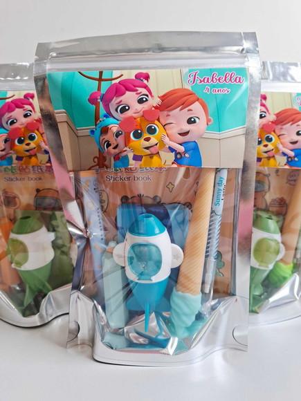 Kit Papelaria Saquinho Zip Personalizado Little Angel