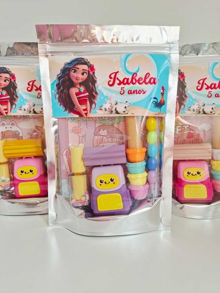 Kit Papelaria Saquinho Zip Personalizado Moana Maui