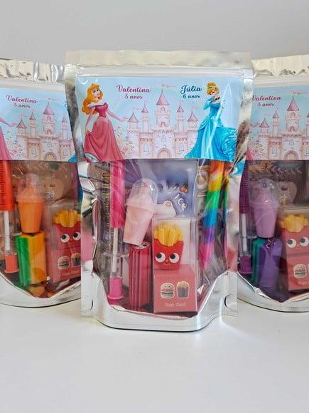 Kit Papelaria Saquinho Zip Personalizado Princesas