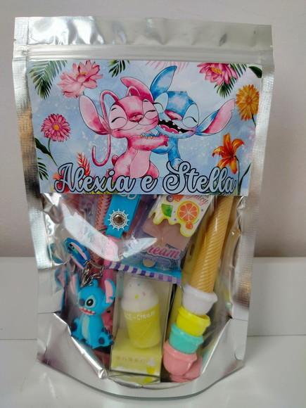 Kit Presente Papelaria Fofa Saquinho Lembrancinha Stitch